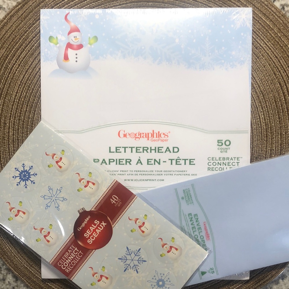 Christmas Snowman Letterhead Envelopes Seals